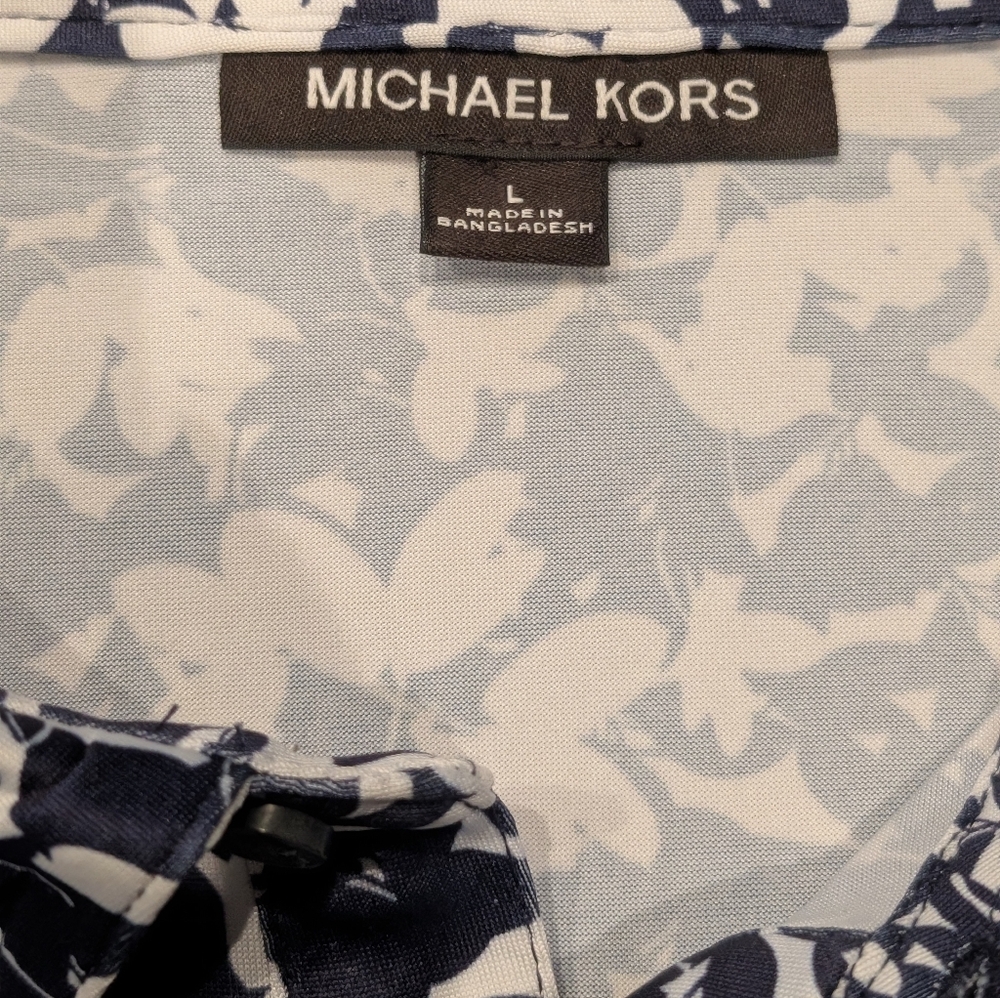 Michael Kors Mens Blue/Purple and White Floral Shirt Size Large - Picture 9 of 9
